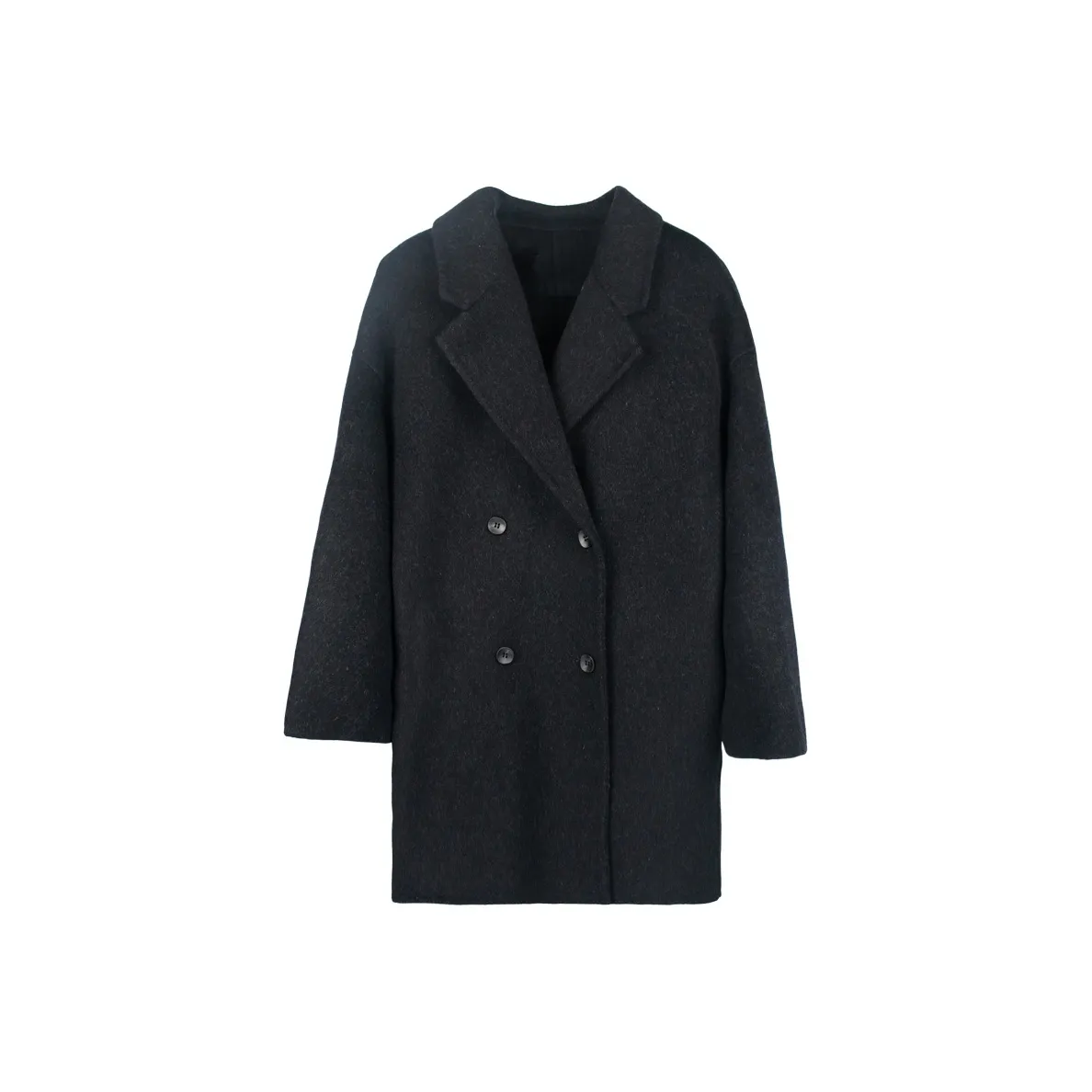 LANMOU Угольно-черное женское пальто