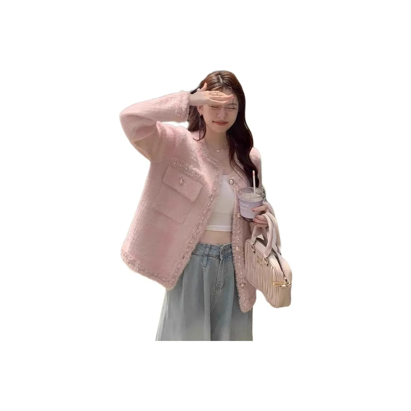 ЮЙЧЖАОЛИНЬ Розовый Женский Короткий Пальто