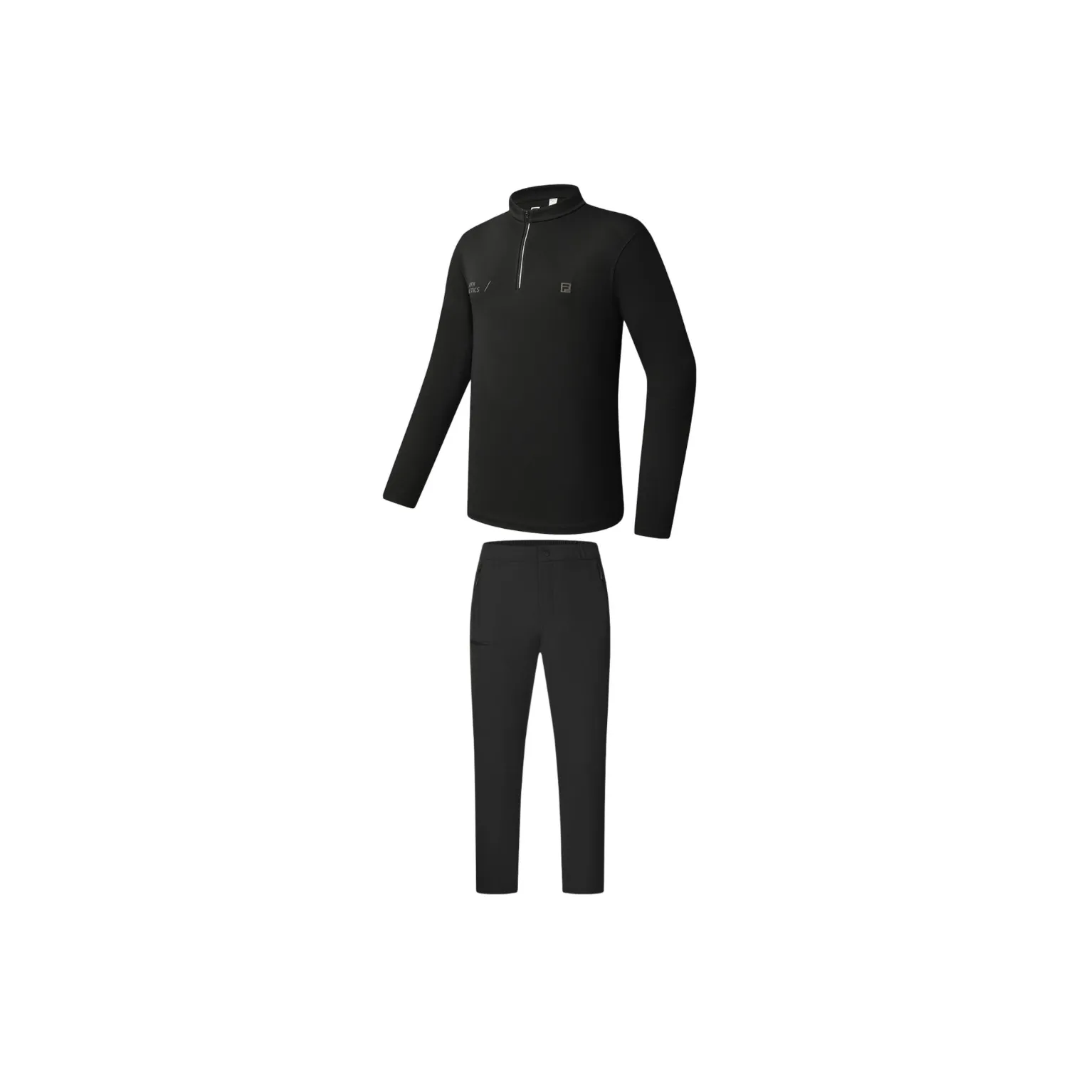 FILA Комплект одежды Темно-черный T-рубашка + Темно-черные штаны Мужской Повседневный Спортивный