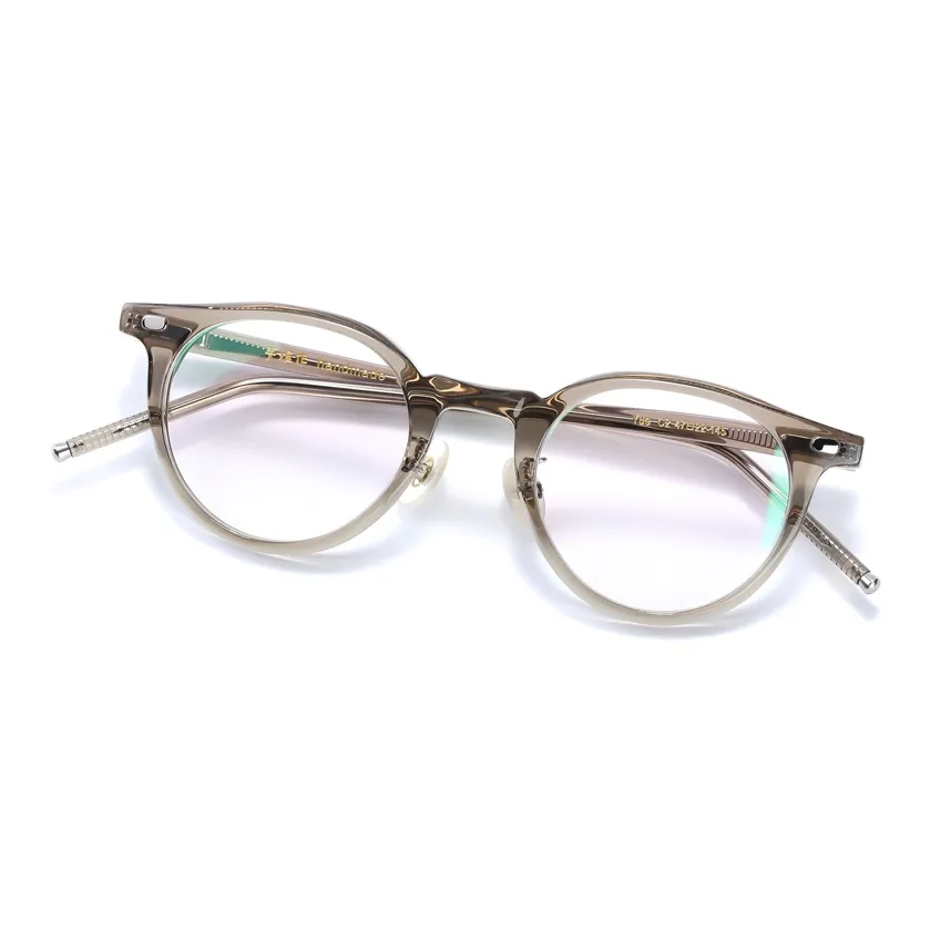 QINGZHIZUO Mazzucchelli Пластина Круглая Оправы для очков Унисекс Лиловый Черный