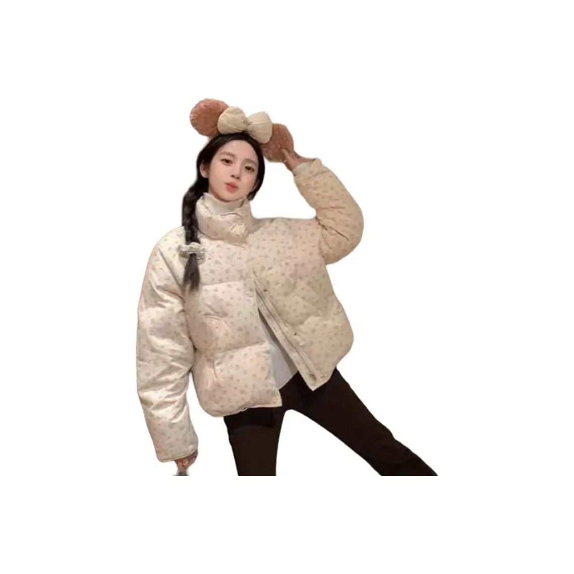 AHRTB Розовые цветы Женские пуховики