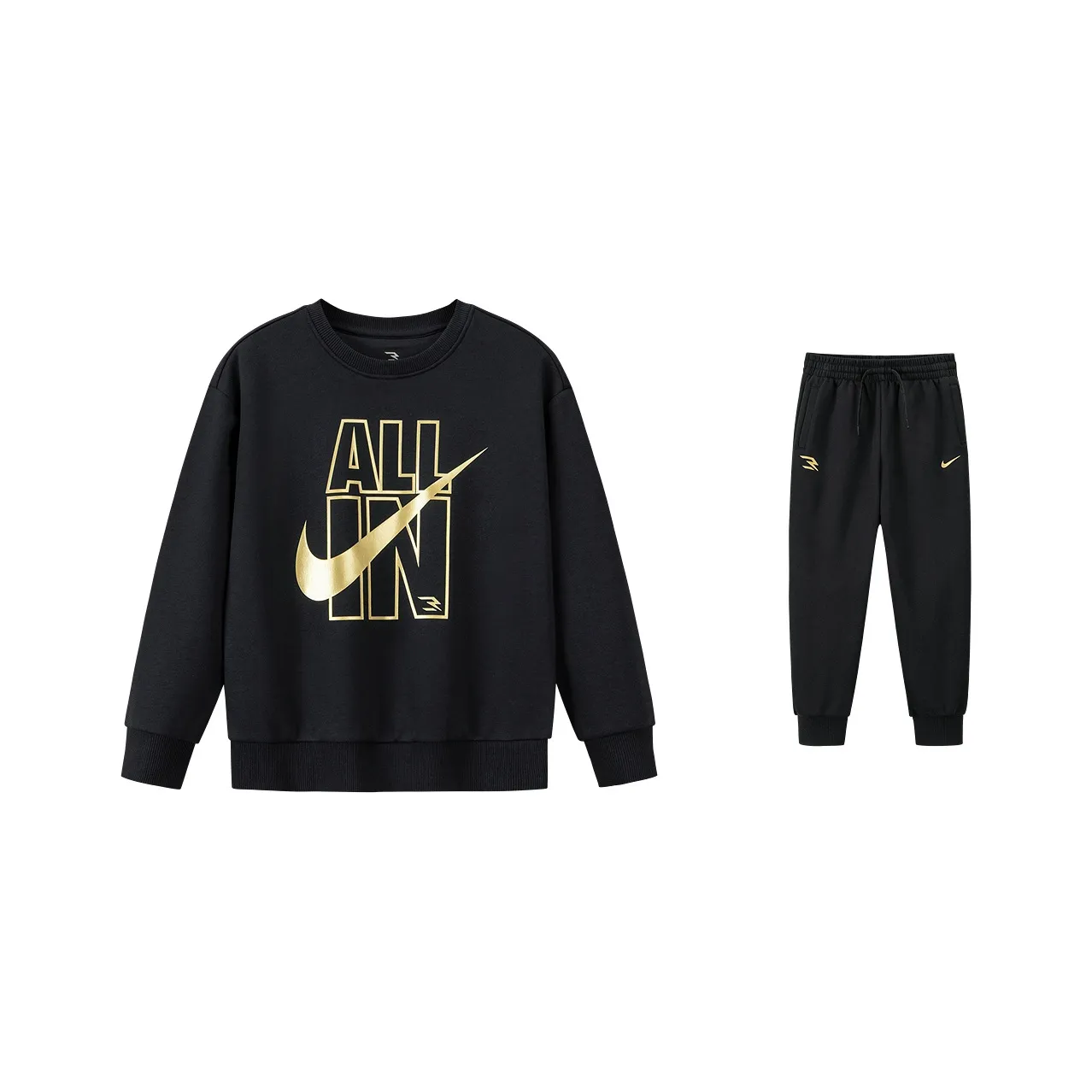 Nike Глубокий Черный Флис С Подкладкой Детская Повседневная Спортивная Одежда