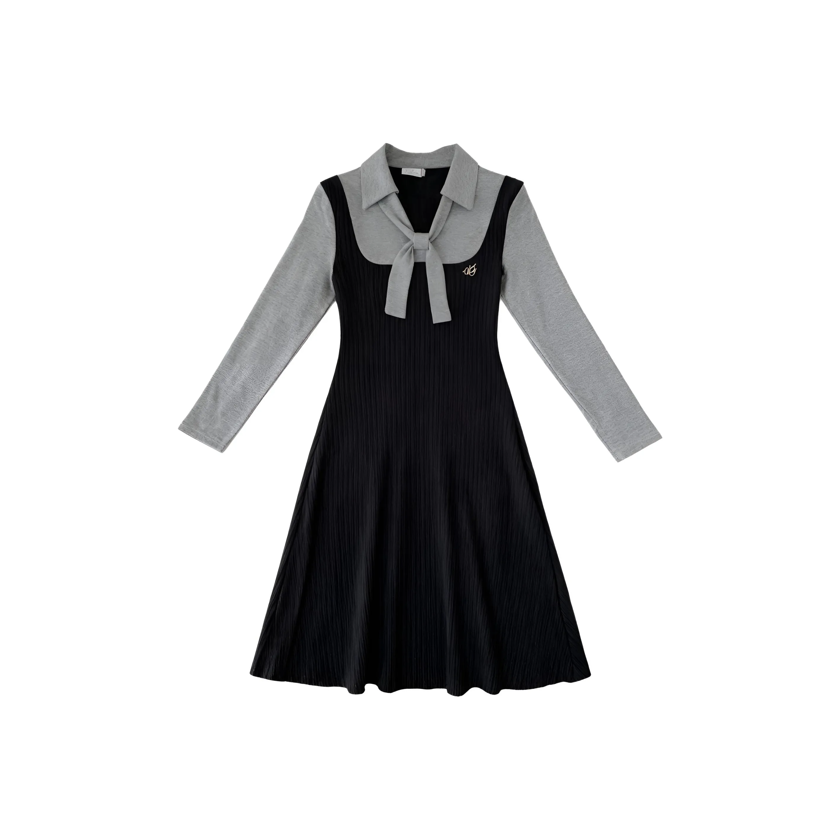 BIFH Черное Женское Длинное Платье с Длинными Рукавами