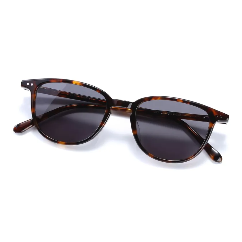 QINGZHIZUO Импортный Ацетатная пластина OVAL SUNGLASSES Унисекс Агаровое дерево Черепаховый Черный