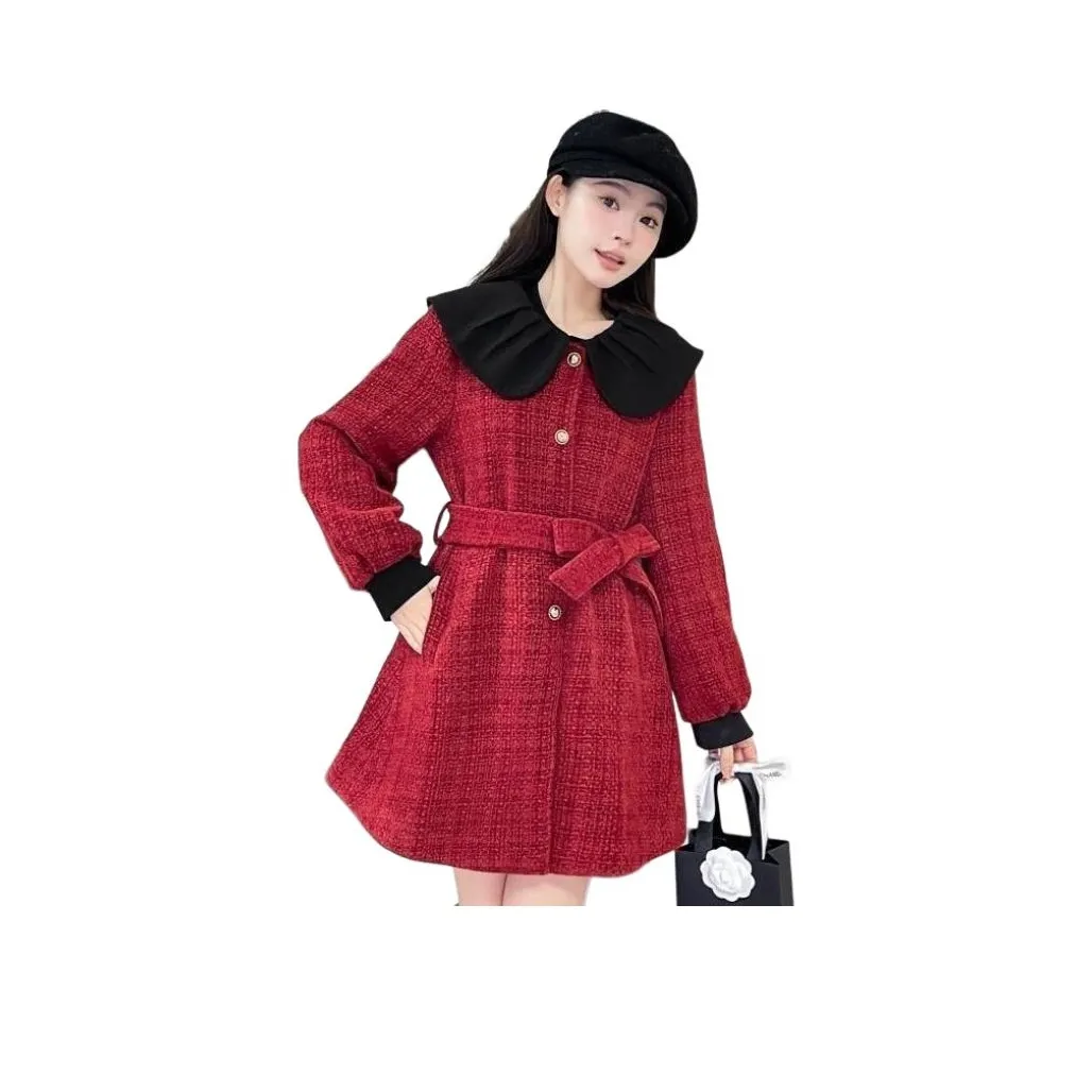 AHRTB Темно-красное женское пальто