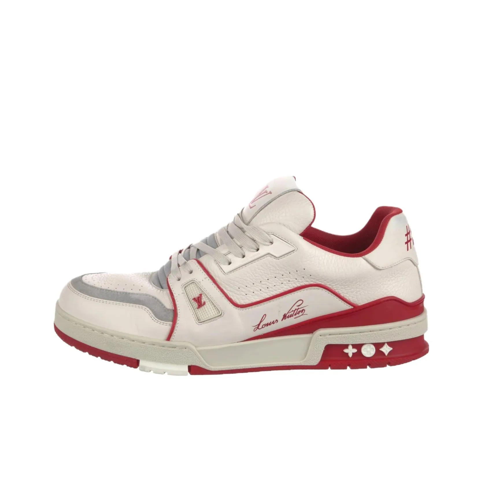 LOUIS VUITTON Trainer Skateboard Shoes Unisex Low Top White Red