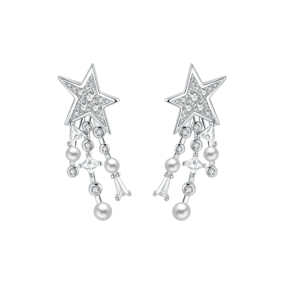 Серьги-гвоздики BABYBEI с покрытием из серебра 925 пробы и 18К белым золотом женские