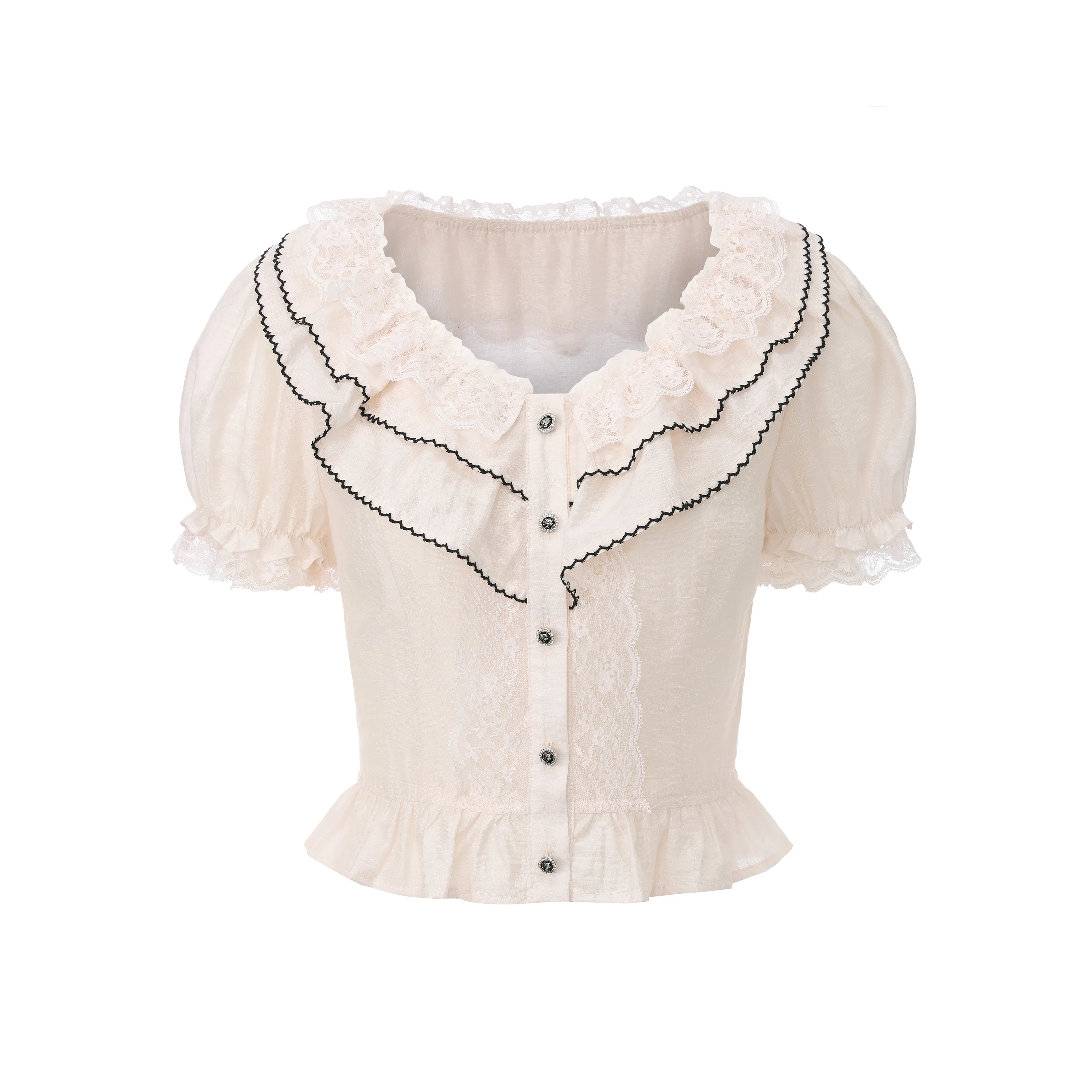 CHIWAWAMEME Бежевый Абрикос Кружево Украшения Рубашка 60% Тенсел 20% Ацетат Женская Рубашка