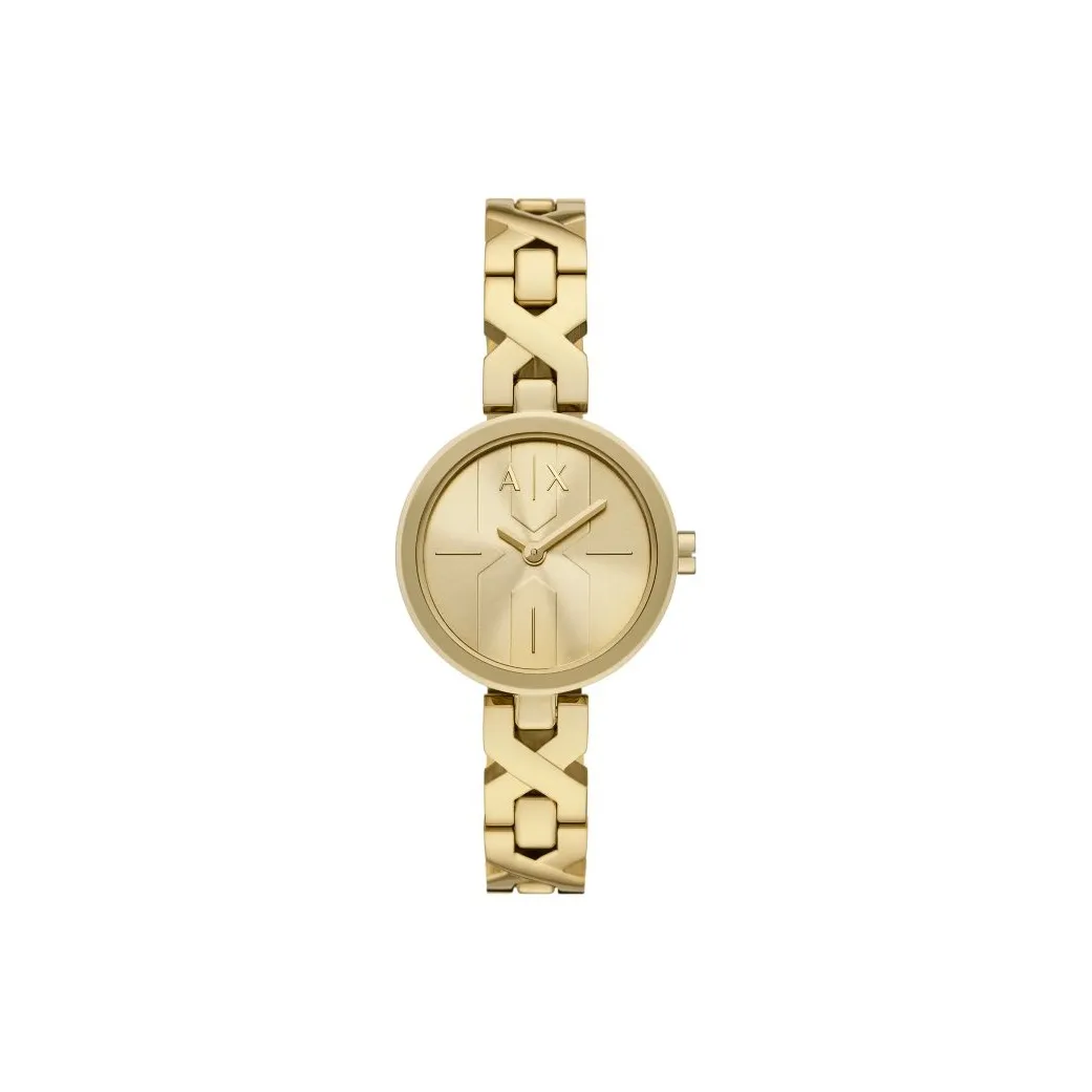 ARMANI EXCHANGE AE ARMANI Наручные часы Кварцевый механизм Ремешок из нержавеющей стали Золотой циферблат Женские часы