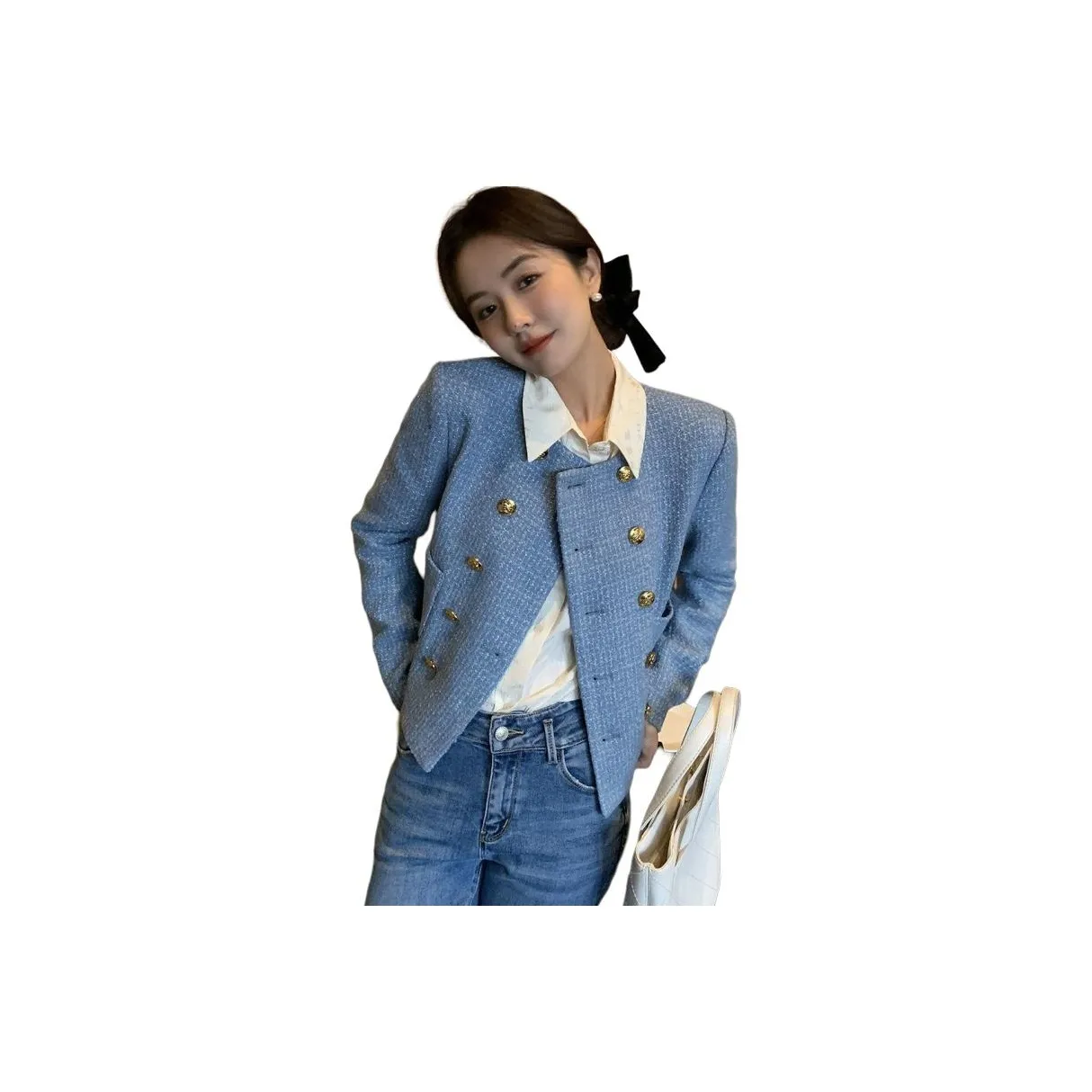 AHRTB Синий Женский Короткий Пальто