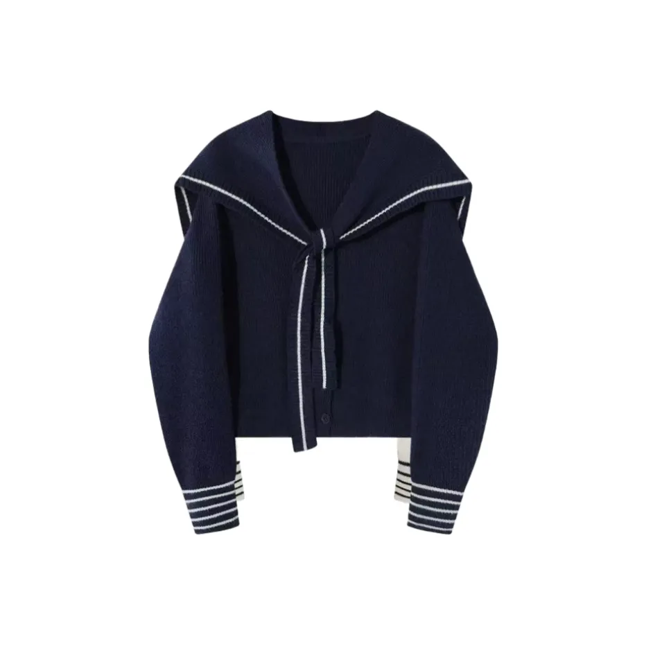 Wang Leshi Темно-синий женский трикотаж