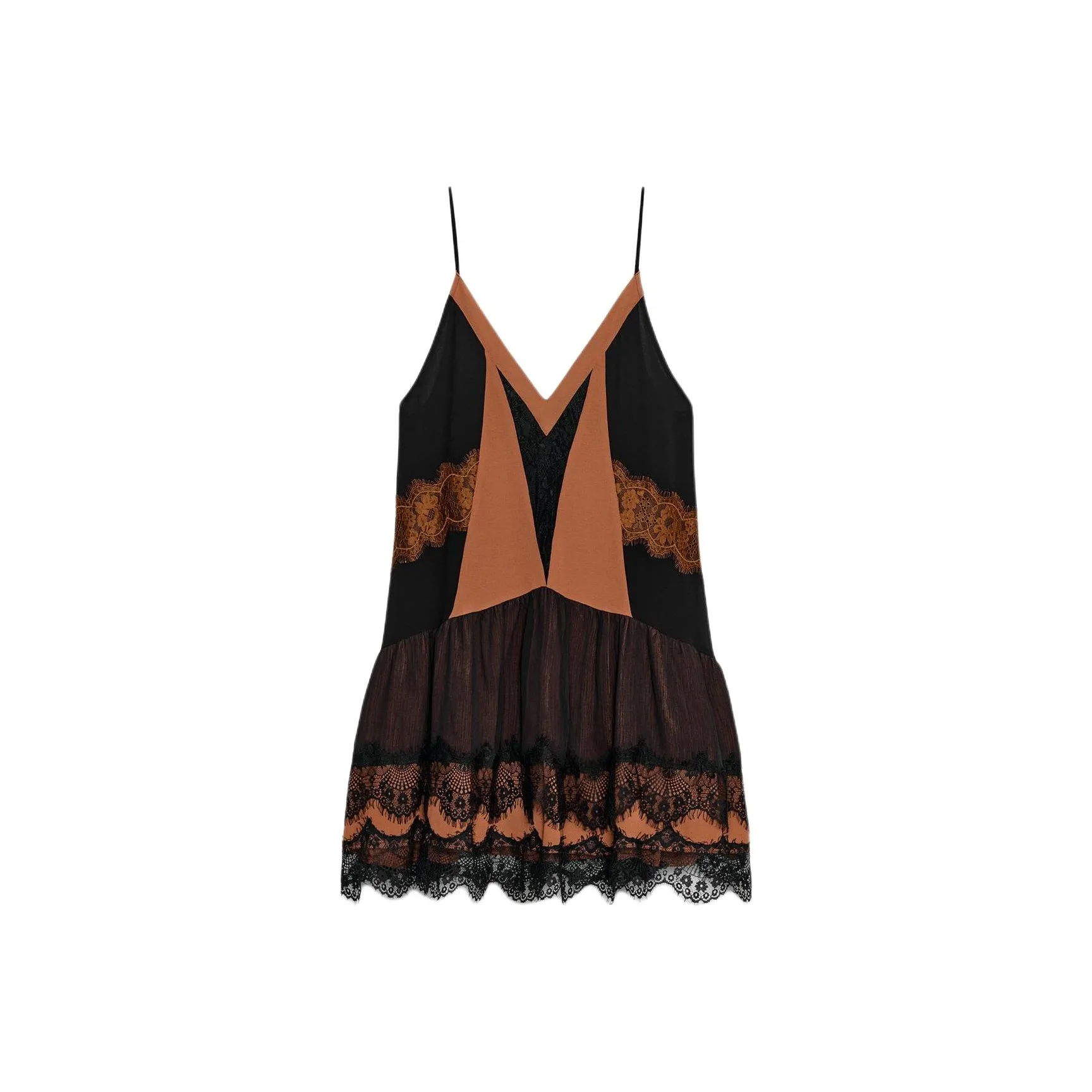 ZARA Черный Коричневый Женские Слип-платья