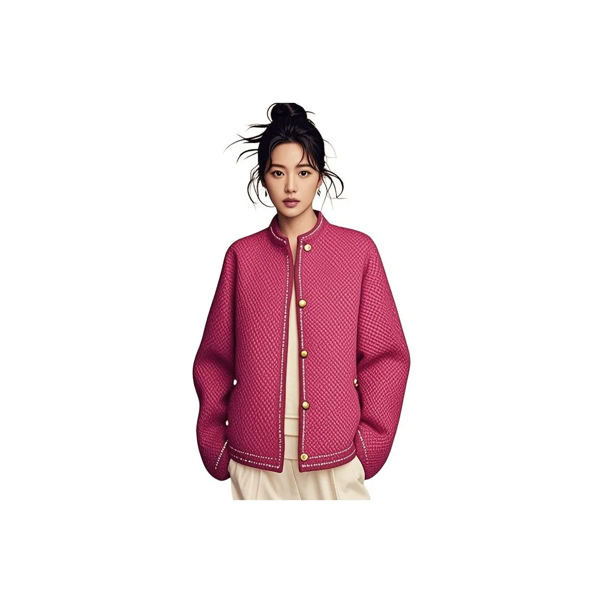 ЮЙЧЖАОЛИНЬ Розовый Женский Короткий Пальто