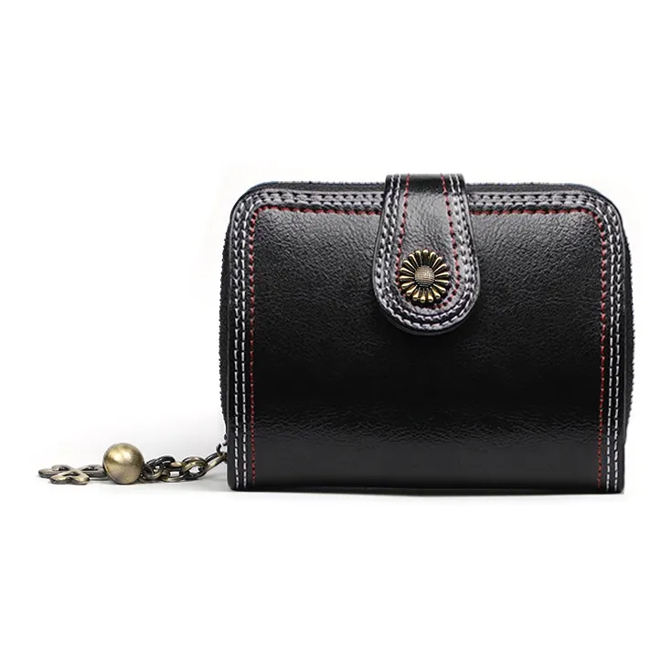 VINEY Коровья кожа Клатч Кошелек Маленький Женский Черный