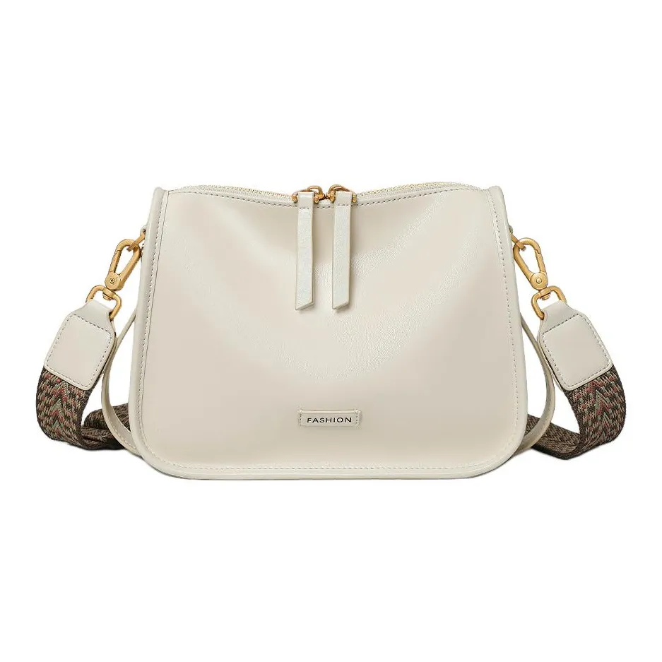 PT'SON Сумка через плечо из коровьей кожи среднего размера женская винно-кофейный экрю