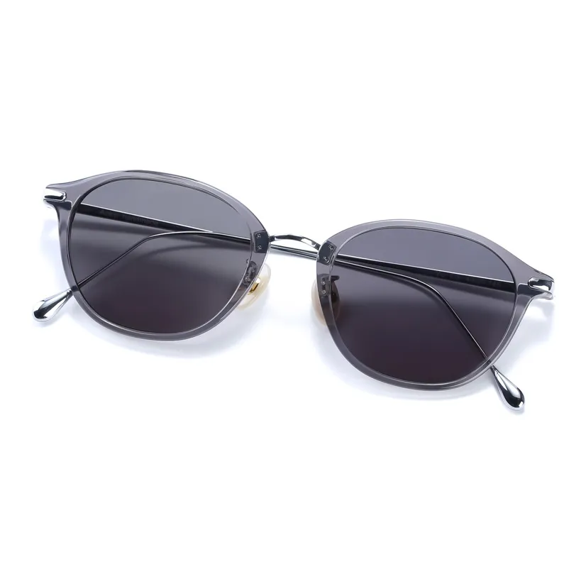 QINGZHIZUO Импортный Ацетатная пластина + β-титан ОВАЛЬНЫЕ СОНЦЕЗАЩИТНЫЕ ЛЕНИВАЯ Женские Япония Серый Черепаховый Черный