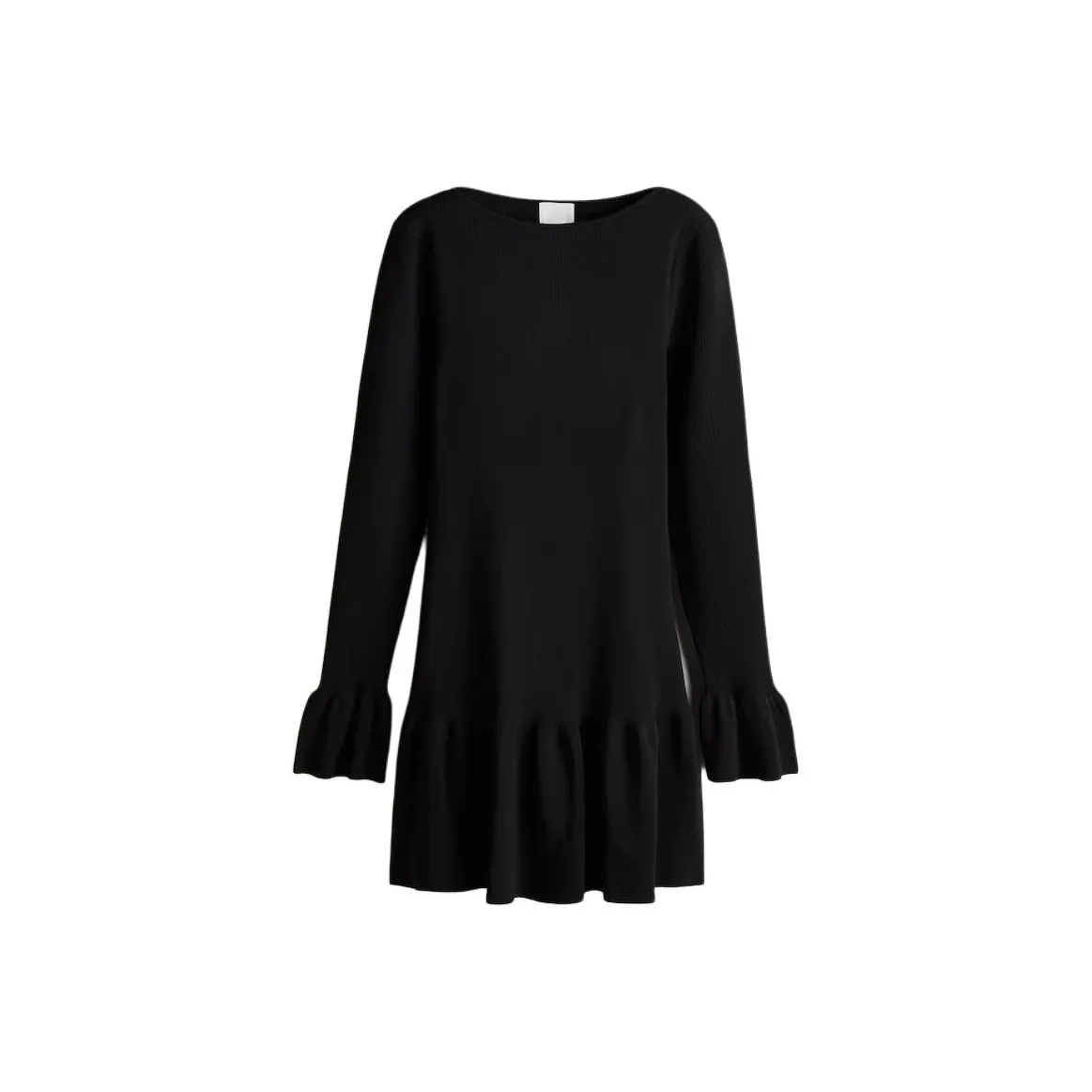 H M Черные Женские Длинные Платья с Длинными Рукавами