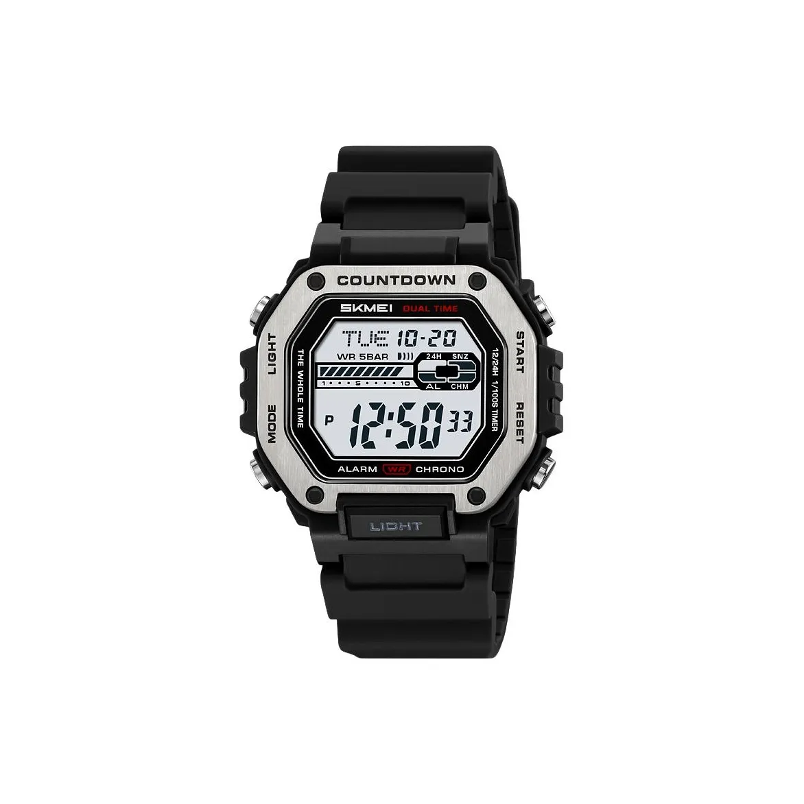 SKMEI Электронный механизм силиконовый ремешок мужские часы черный циферблат