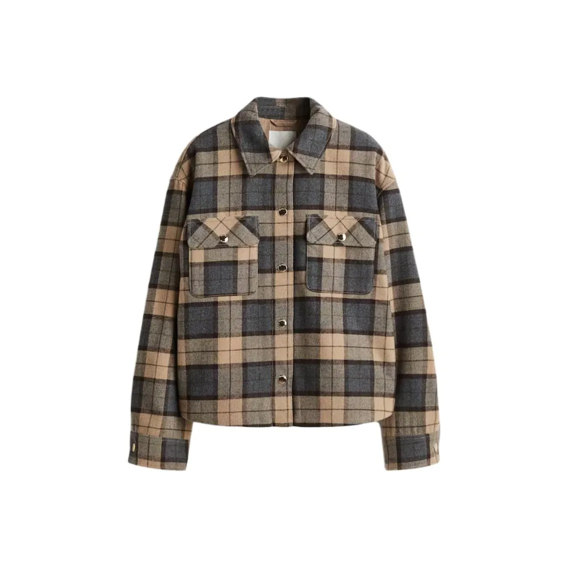 H M Светлый Бежевый Клетка Женские Куртки