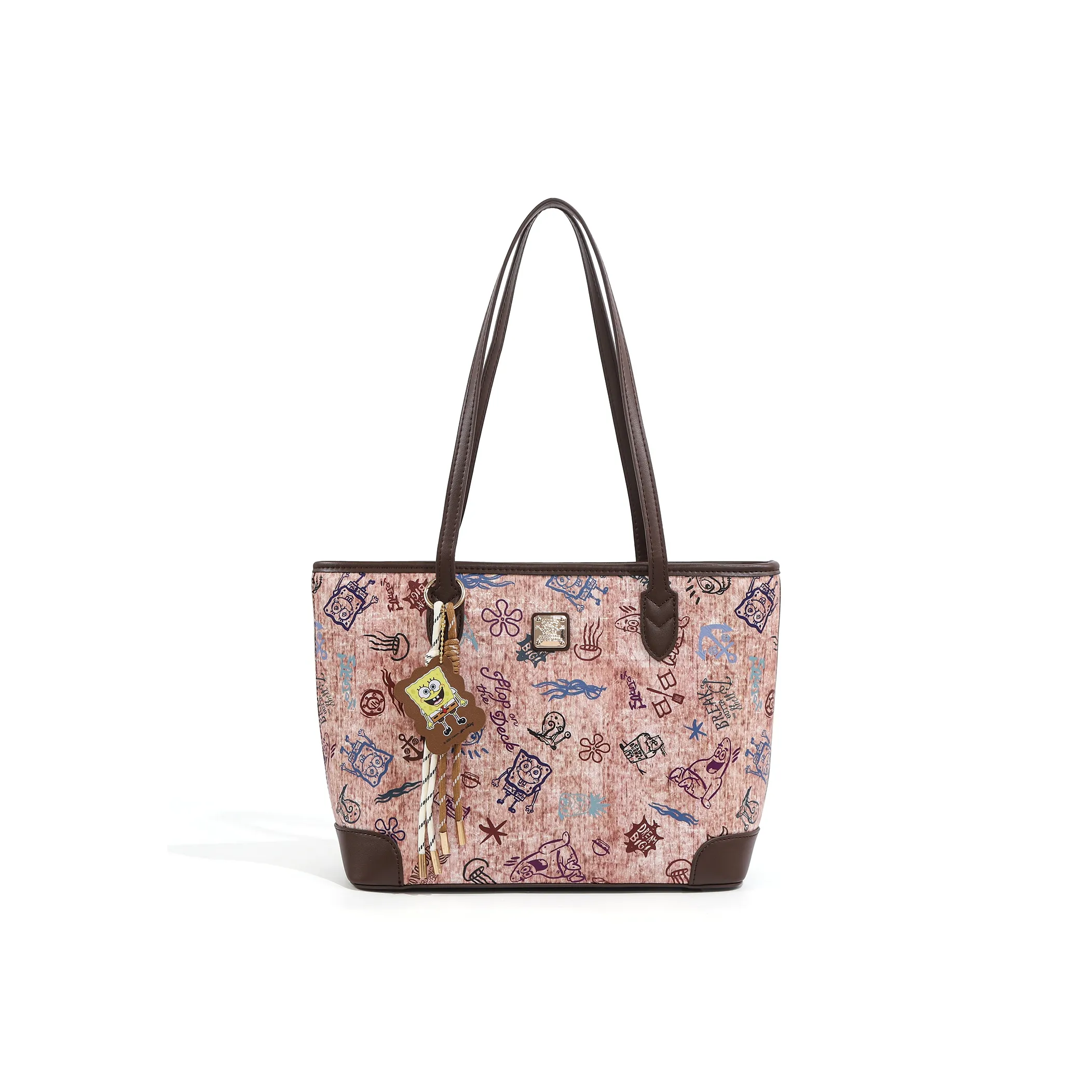 SPONGEBOB SQUAREPANTS ПУ (полиуретан) Сумка через плечо Большая Женская Кофейная