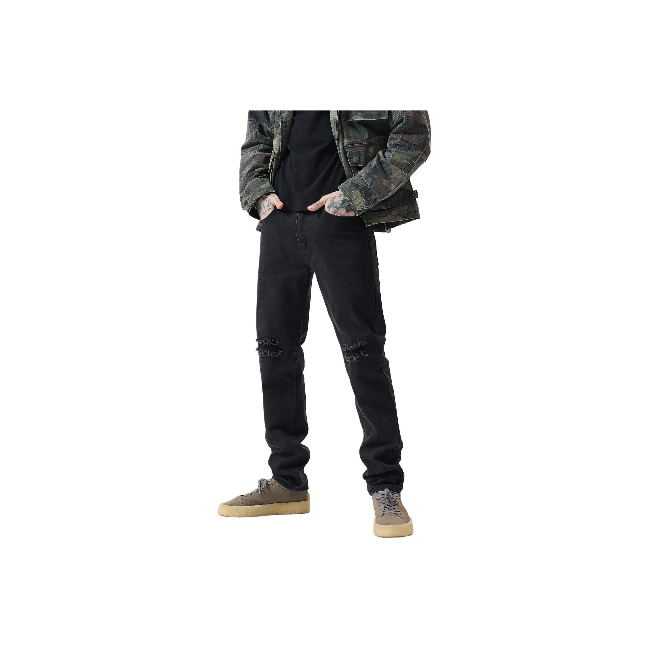 NITENG Мужские черные джинсы