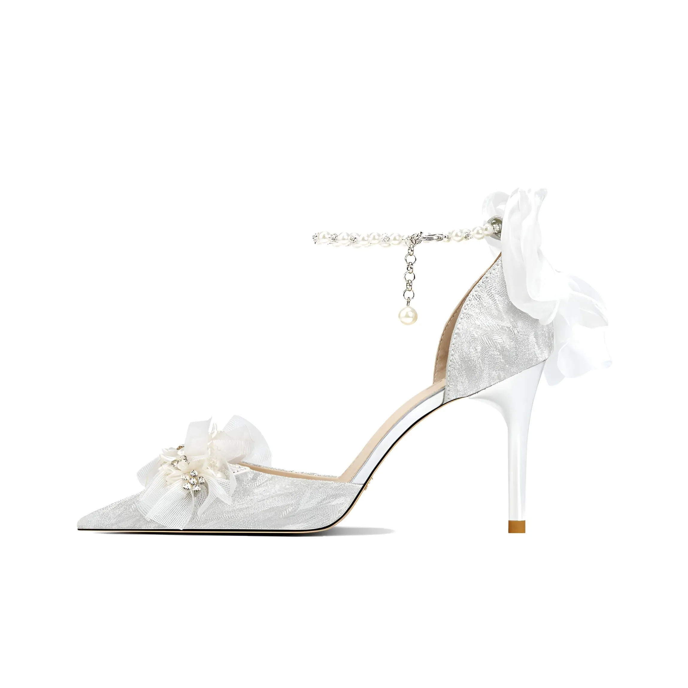 BEBE Романтический Dreamy Узкий каблук Высокие каблуки 8,5CM Женские Серебряный