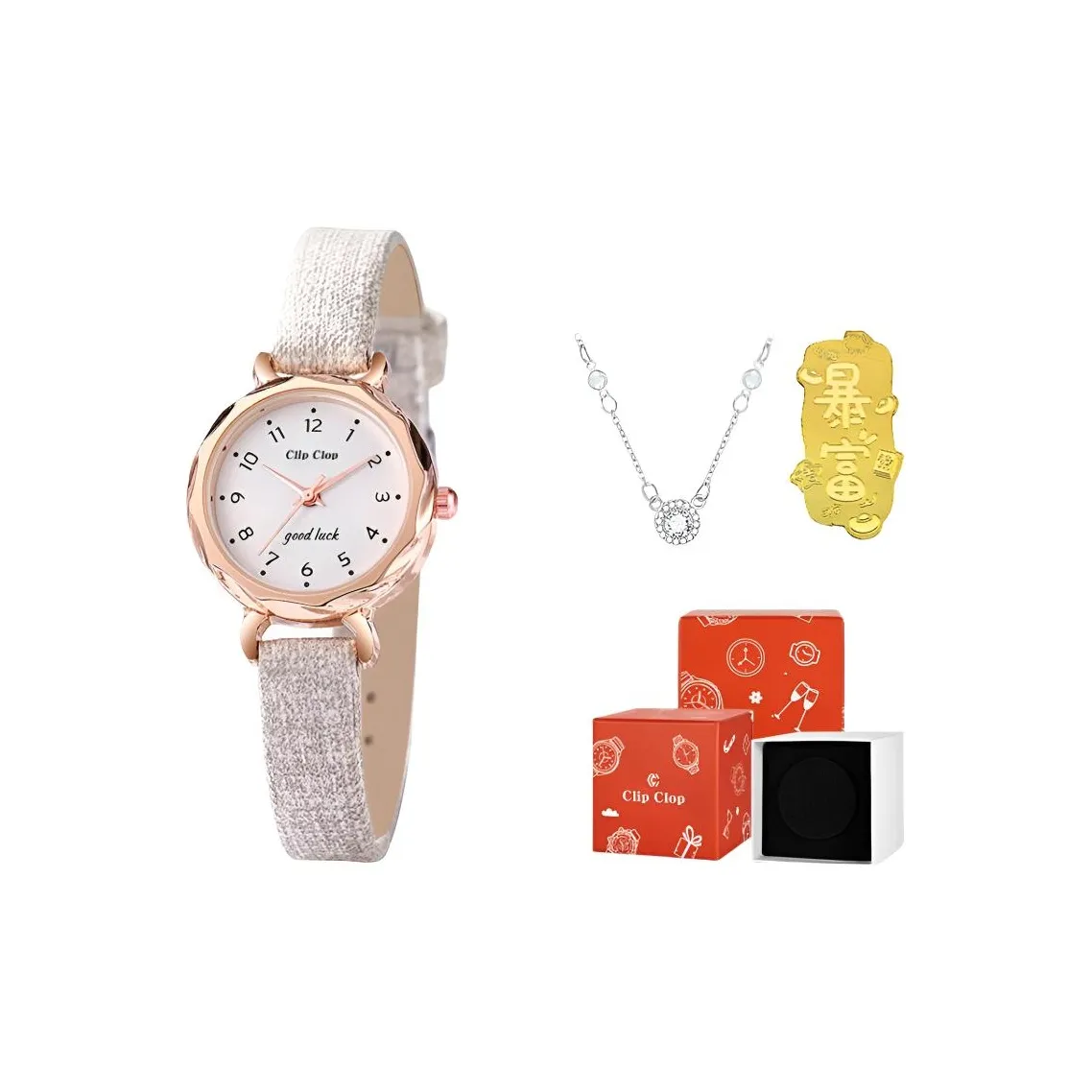 Clip Clop Кварцевый механизм ремешок из полиуретана женские часы белый циферблат