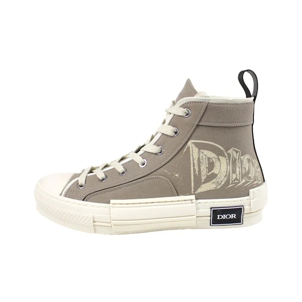 DIOR B23 Canvas Shoes Men High Top Beige