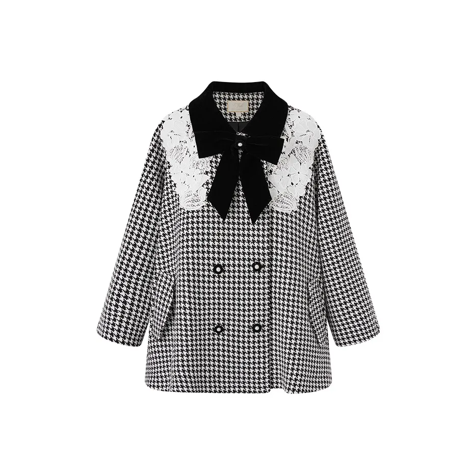 ACAINES Черно-белое клетчатое женское пальто