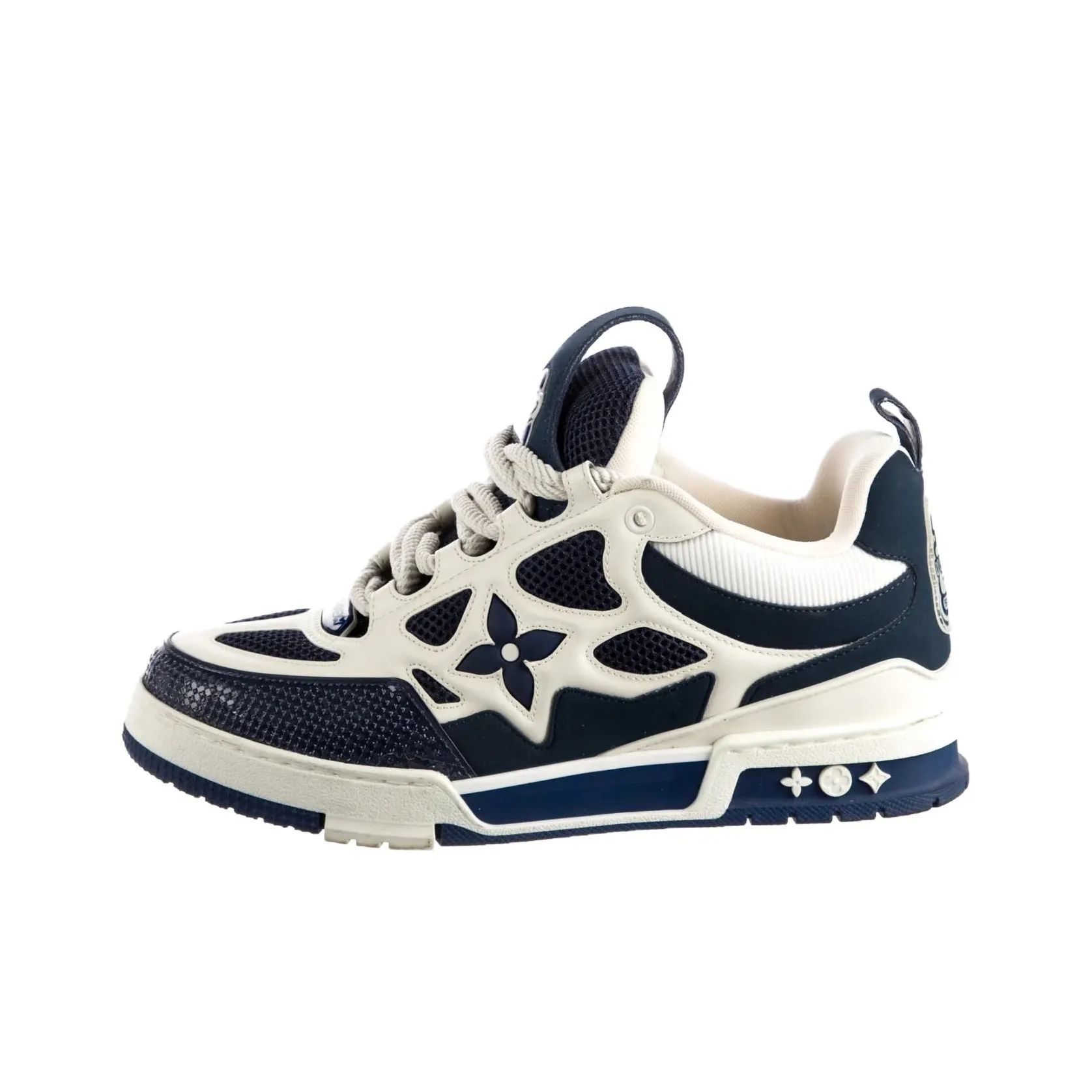 LOUIS VUITTON Skate Skateboard Shoes Men Low Top Blue With White Lettering