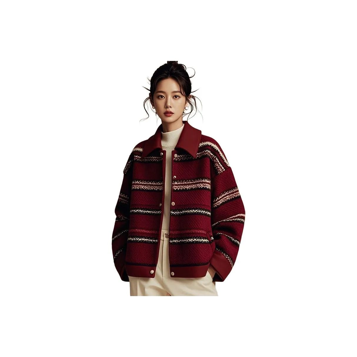 ЮЙЧЖАОЛИНЬ Красный Женское Короткое Пальто