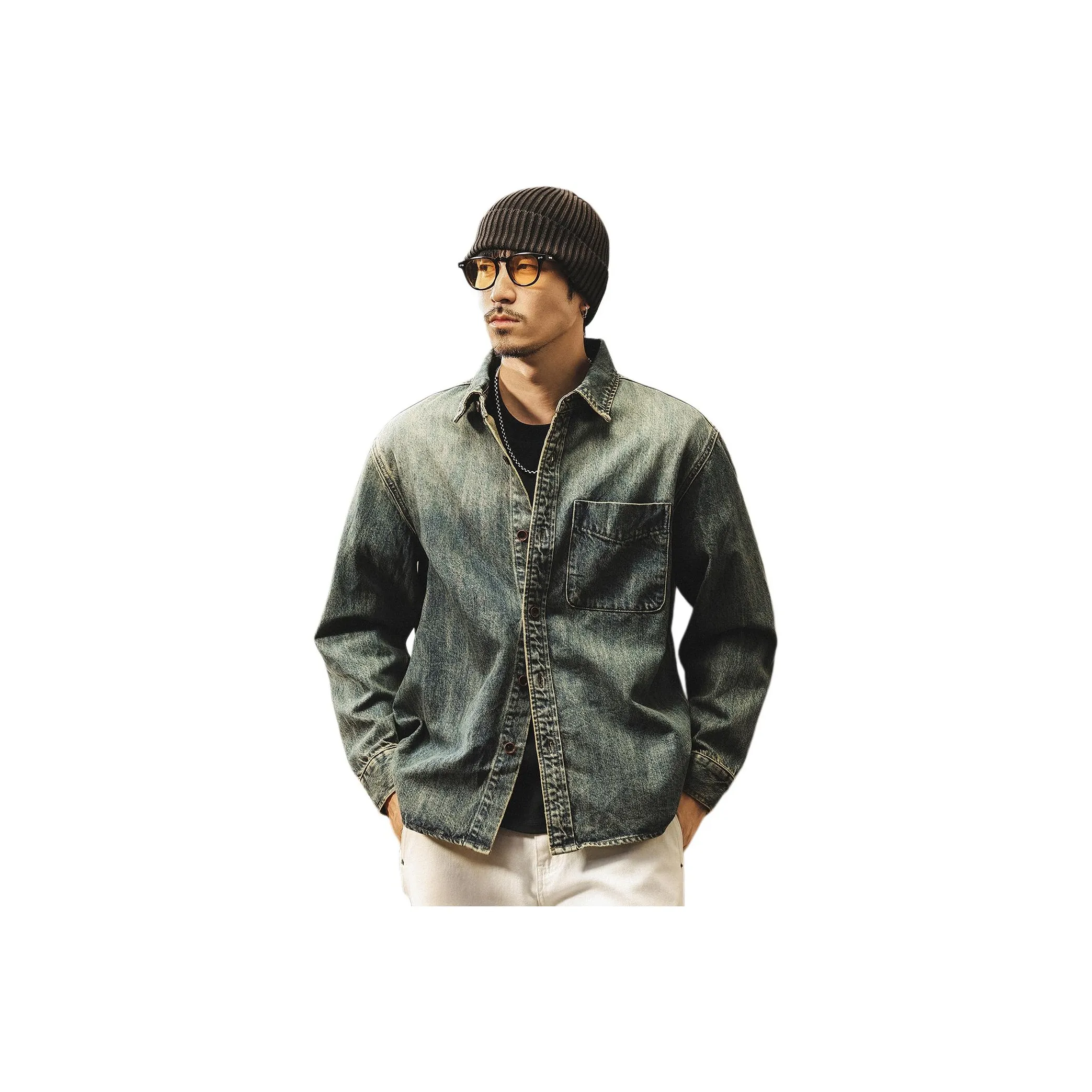 JIELEINUO Blue Men's Shirts JIELEINUO Синий Мужские Рубашки