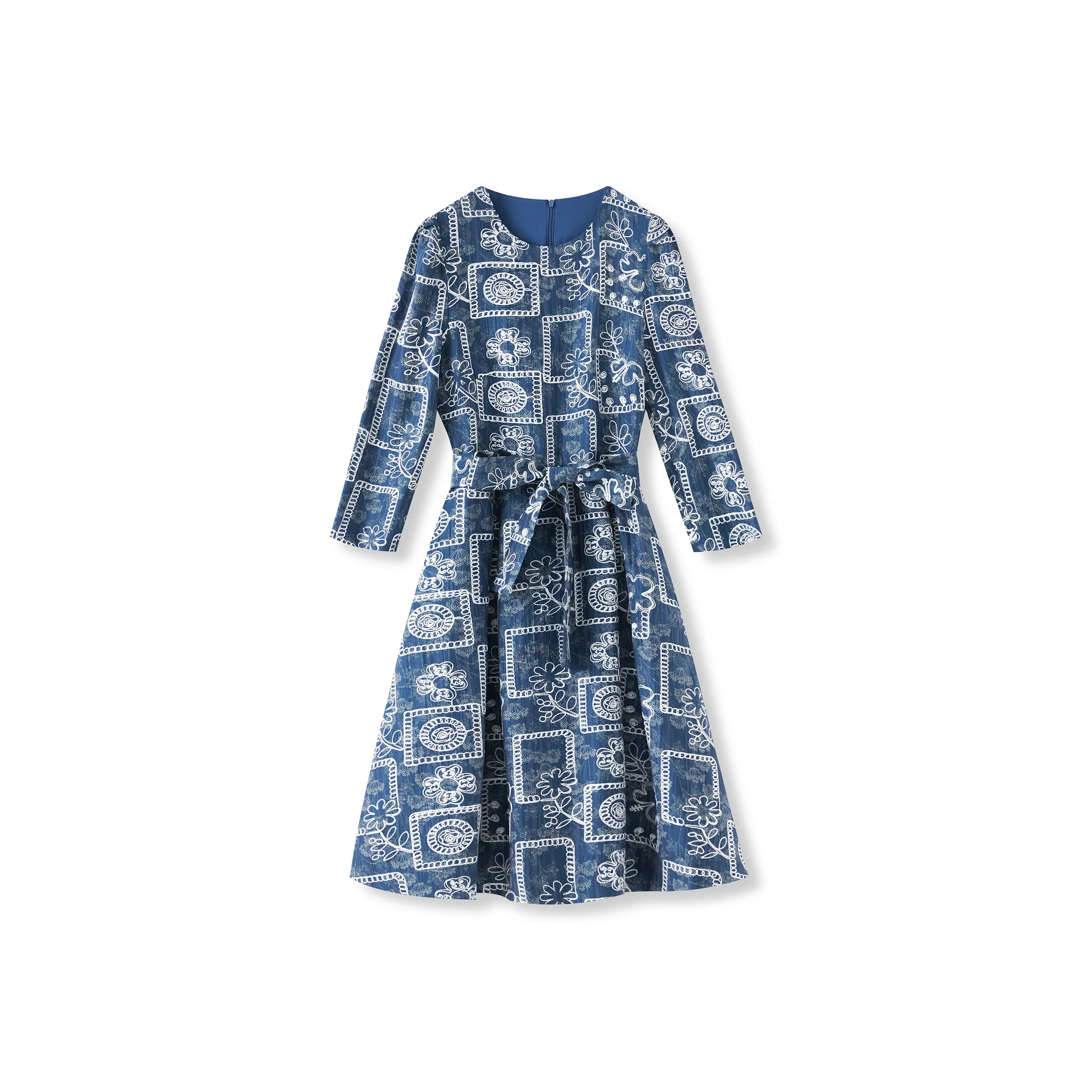 MH Темно-синий женский длинный платье с длинными рукавами