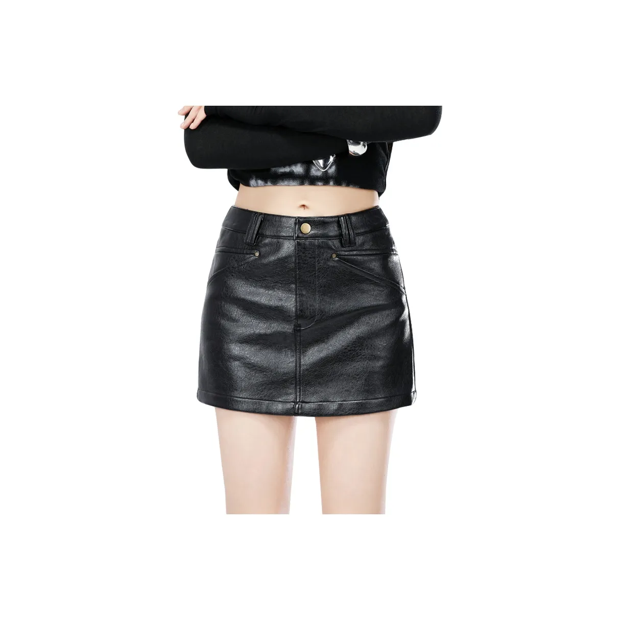 Shuhao Bai Кожаные короткие юбки Женские
