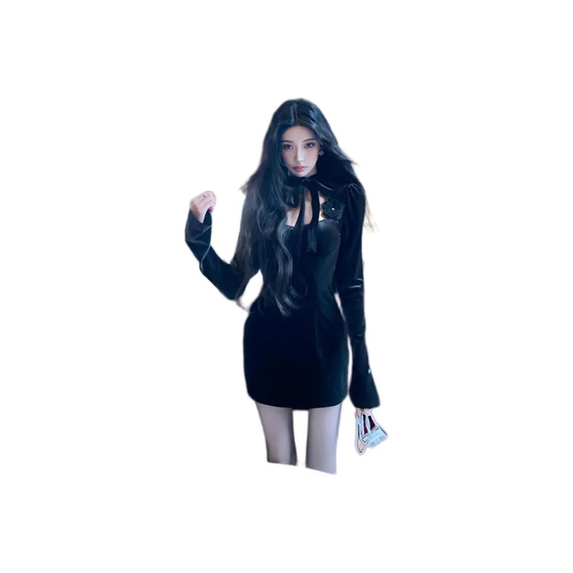 Kiki Clothing Boutique Длинное платье с длинными рукавами женское