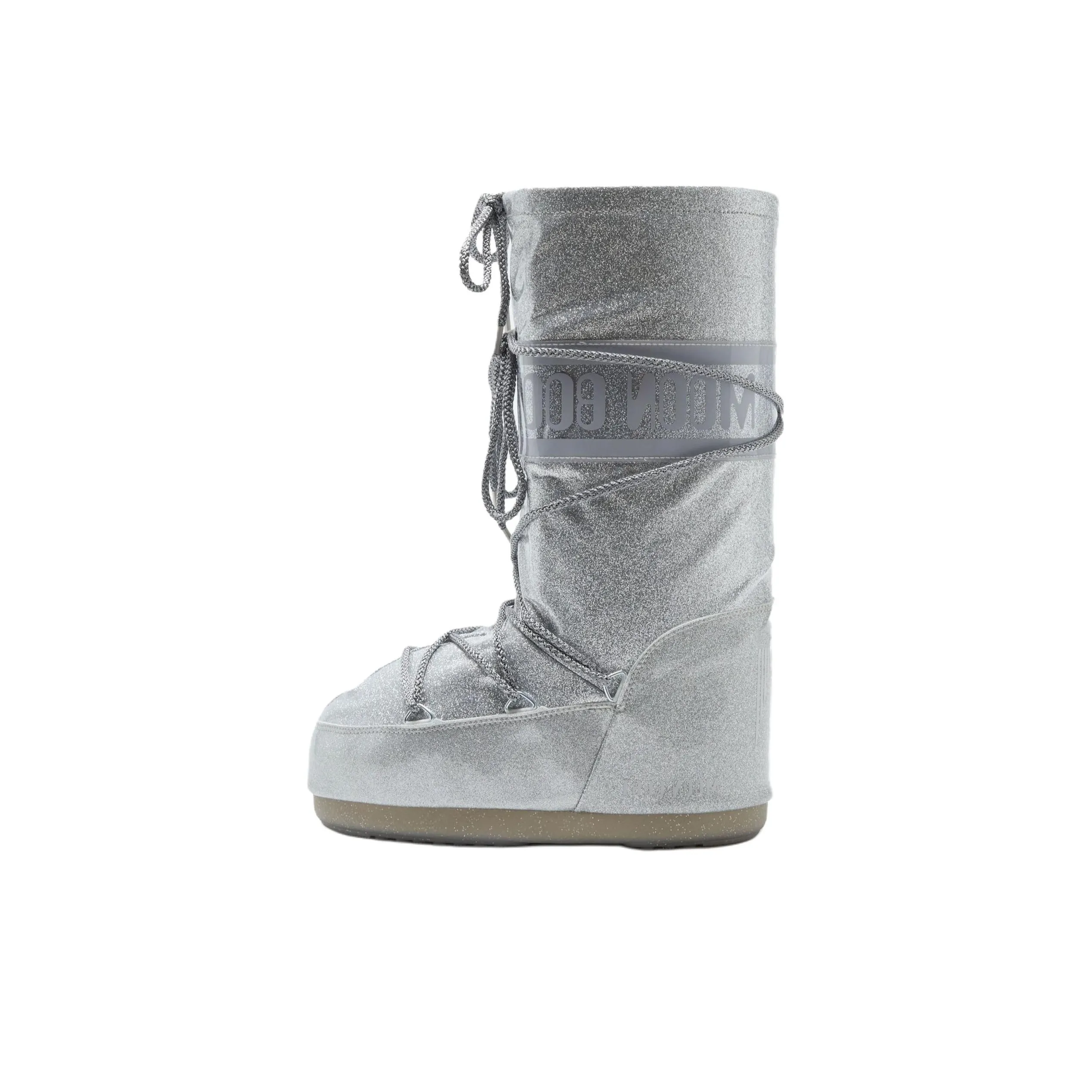 MOON BOOT Высокие сноубутсы для колена Унисекс Серебряные с блестками