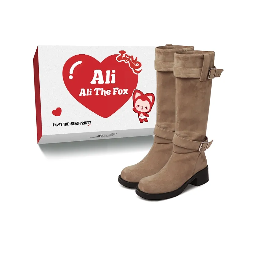 Али Тх Фокс Винтаж Фэшн Тренд Универсальный Колено Высокая Ботинка Женская