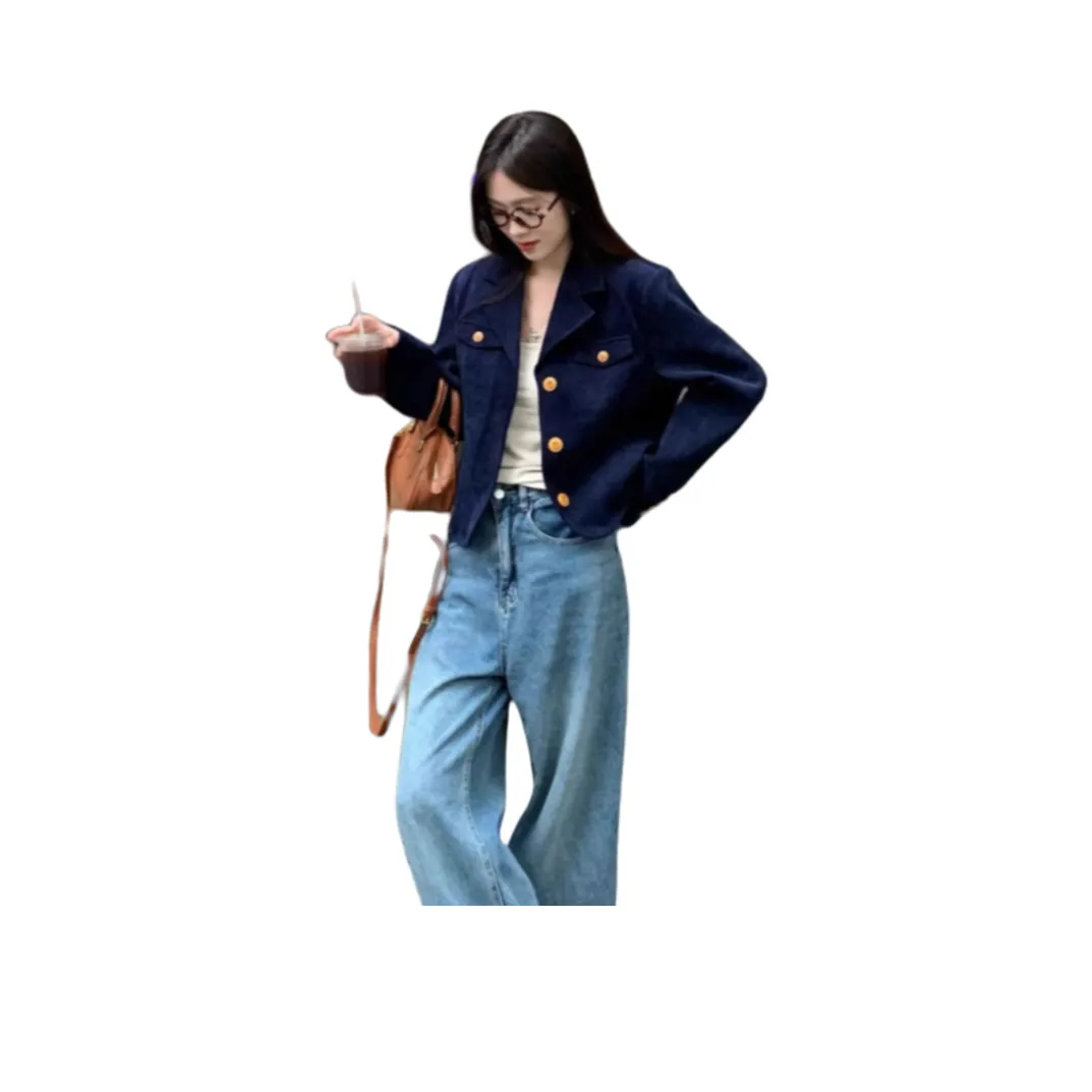 VINMUK Темно-синий женский короткий пальто