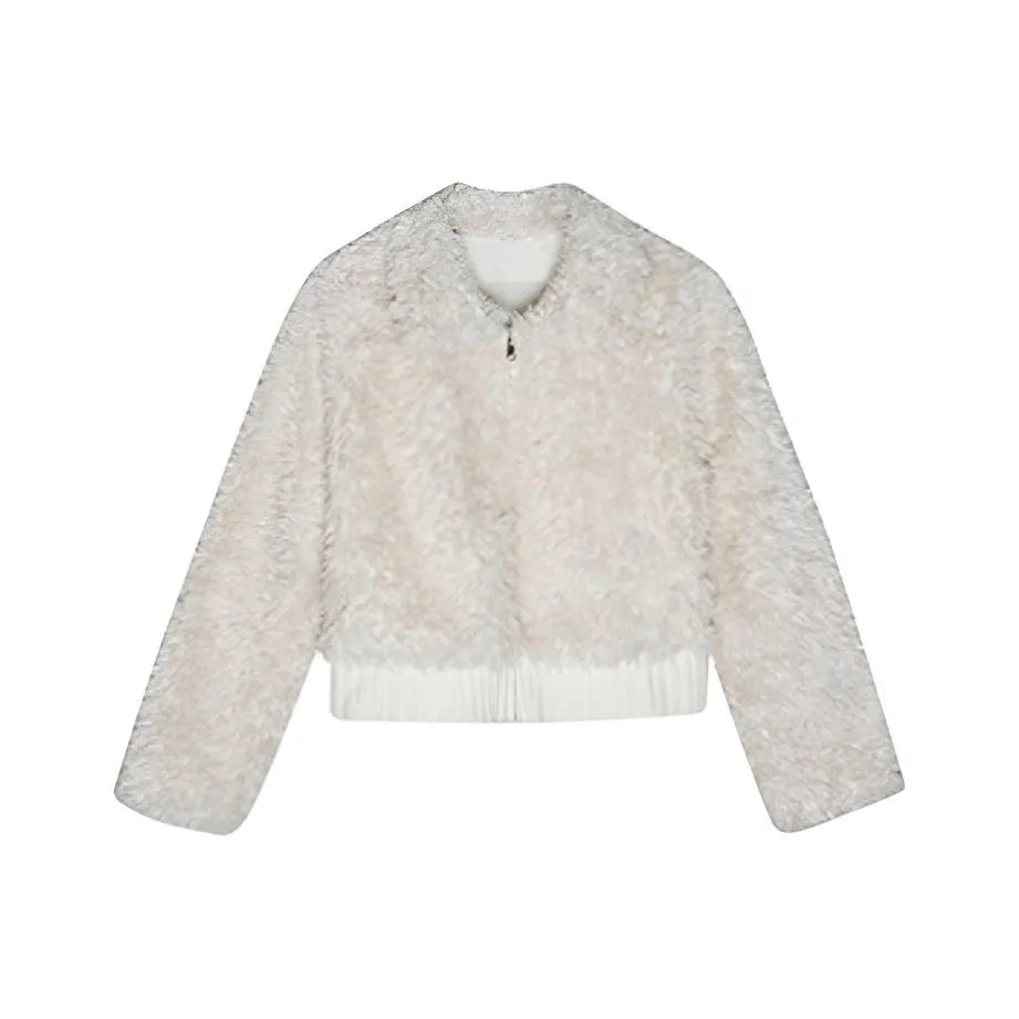 SNZX Теплое Белое Пальто из Овечьей Шерсти Женское Меховое