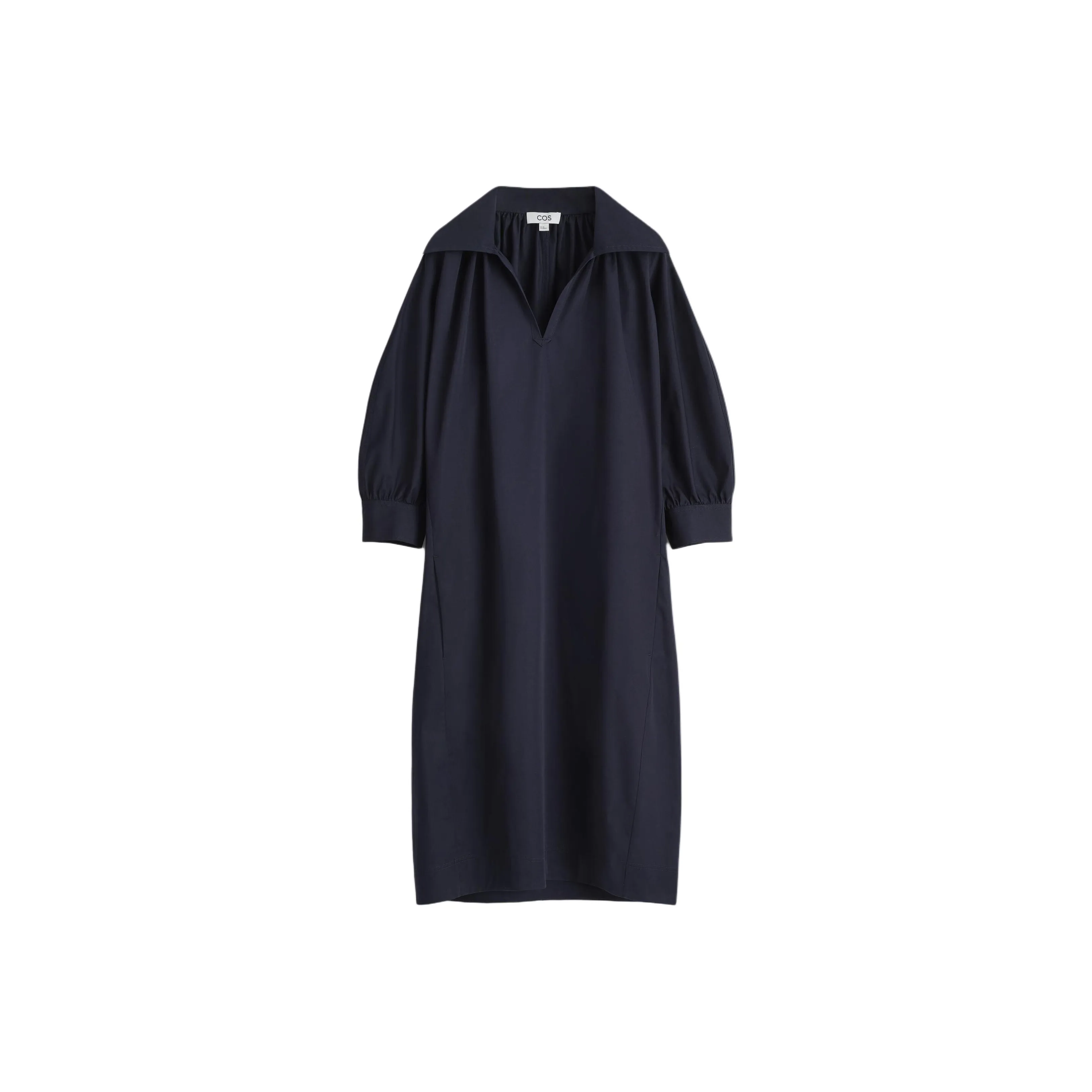COS Темно-синий женский длинный платье с длинными рукавами