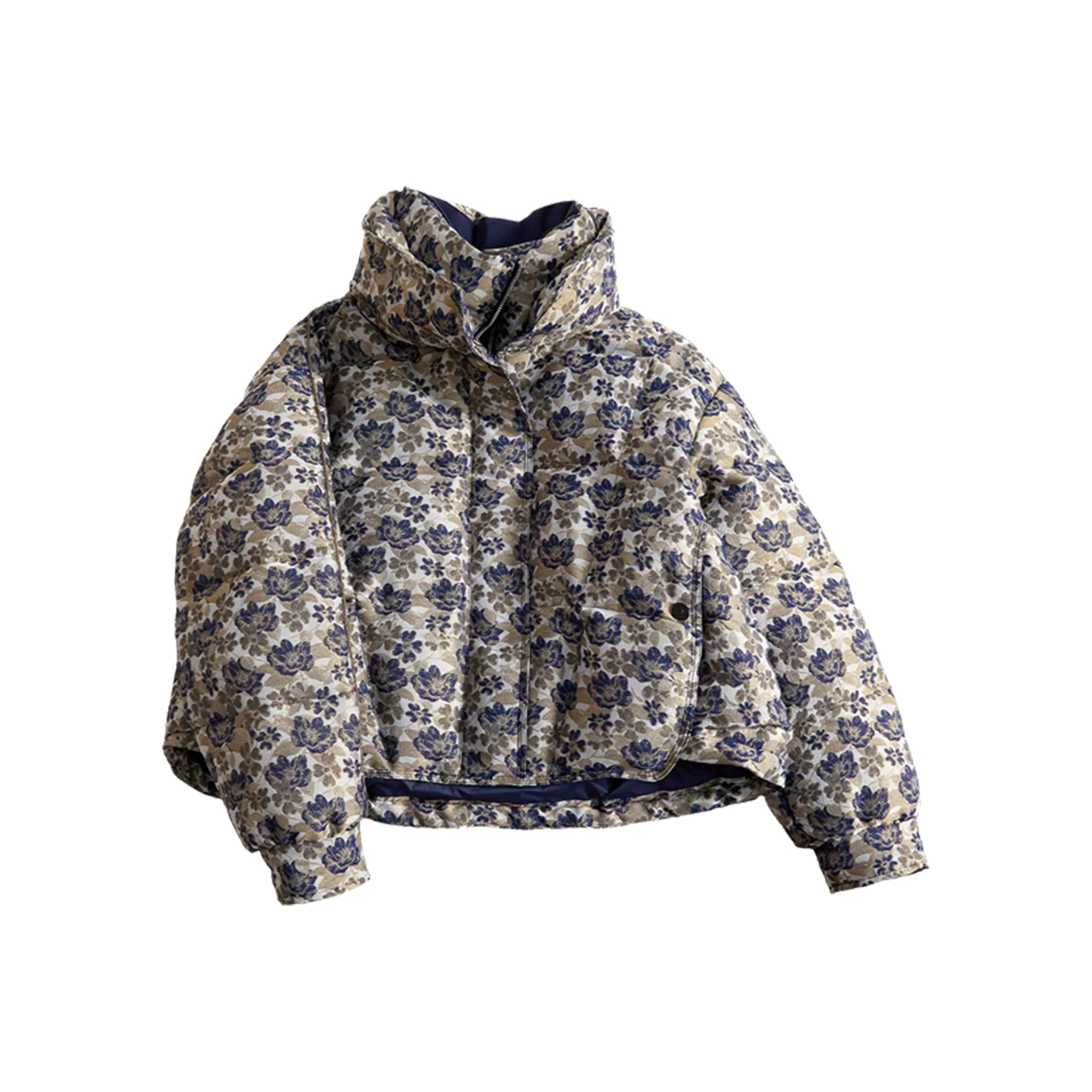 TOUCH Пуховик Женские Темно-синий Цветочный Дизайн