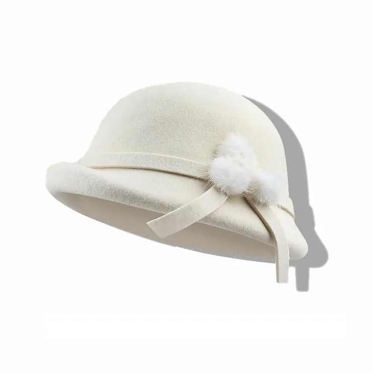 YOUWEI 100% Australian Wool Elegant Elegance Fashion Versatile Bucket Premium Feel Hat Women's YOUWEI 100% Австралийская шерсть Elegant Elegance Fashion Versatile Ведро Премиум Feel Шляпа Женская