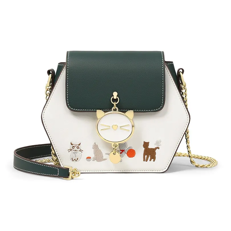 PESASRIE Сумка через плечо из коровьей кожи стандартная женская зеленая