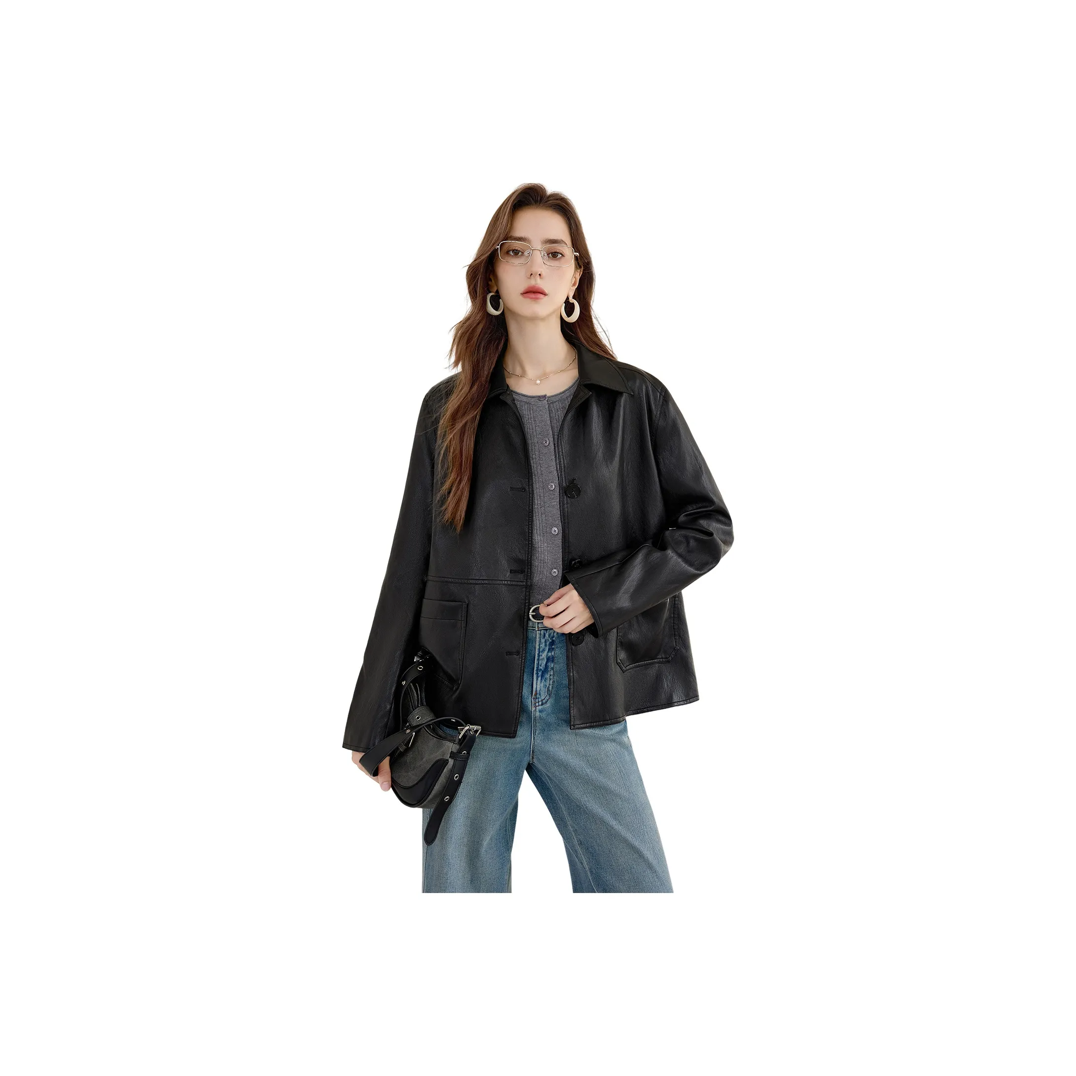 TOUCH Кожа Куртка Женская Черная