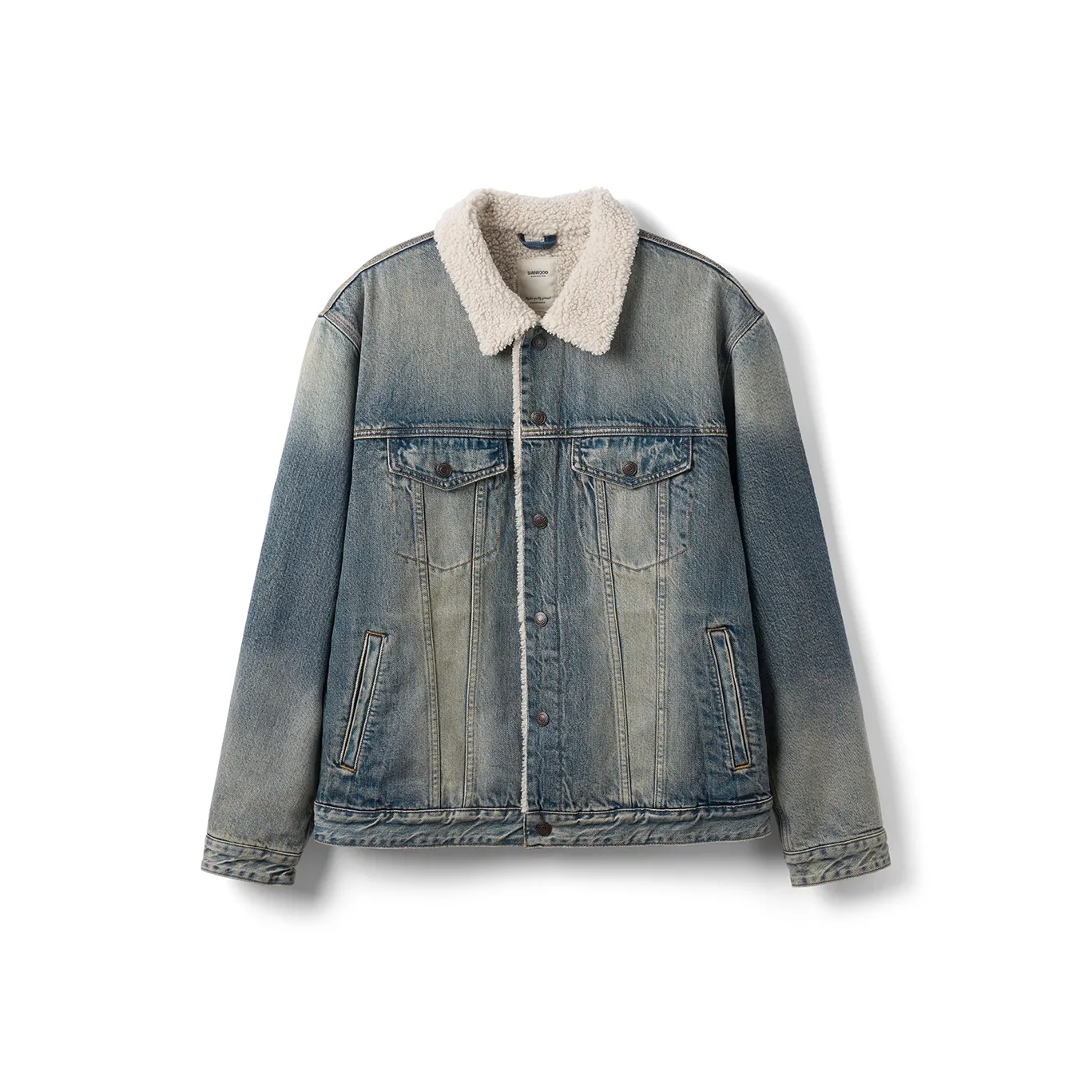 SIMWOOD Промытый Ностальгический Джинсовые Куртки Мужские Средний Синий