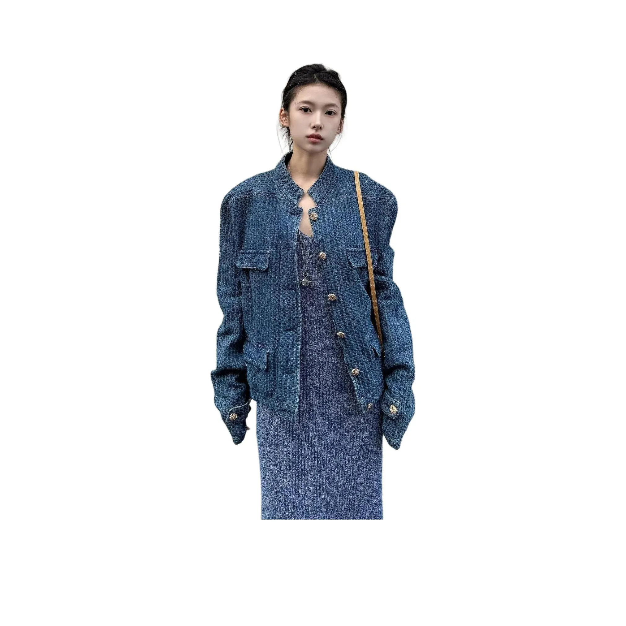 ЮЙЧЖАОЛИНЬ Синий Женское Короткое Пальто