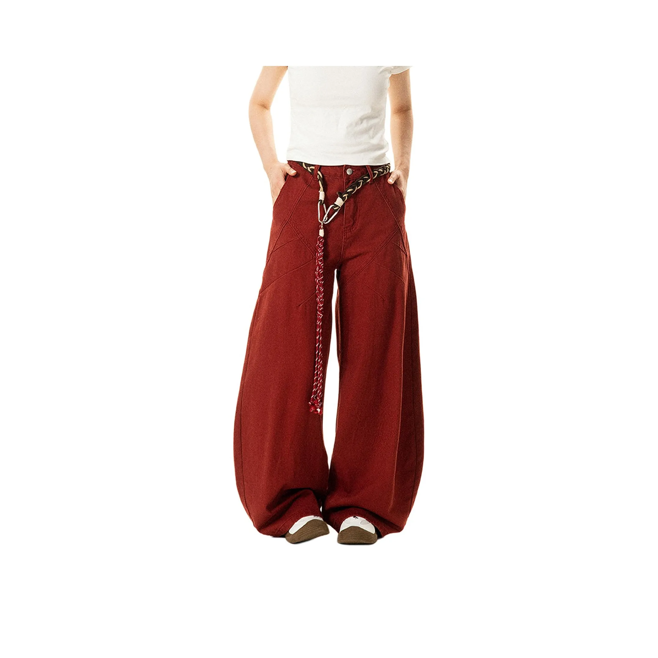 PISYPOX Red Unisex Casual Pants PISYPOX Красный Унисекс Повседневные Брюки