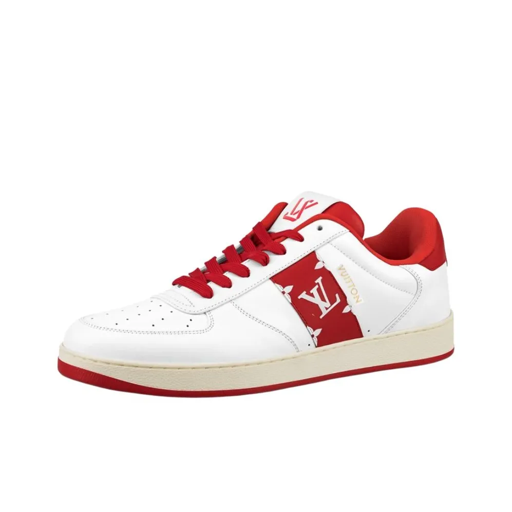 LOUIS VUITTON Rivoli Skateboard Shoes Men Low-Top White/Red