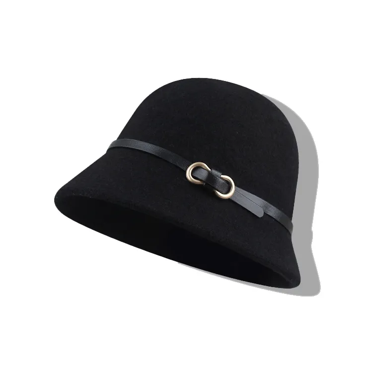 YOUWEI Смесовая шерсть Fashion Versatile Облегающий крой Цилиндр Ведро Круглая макушка Шапки Кепки Женские