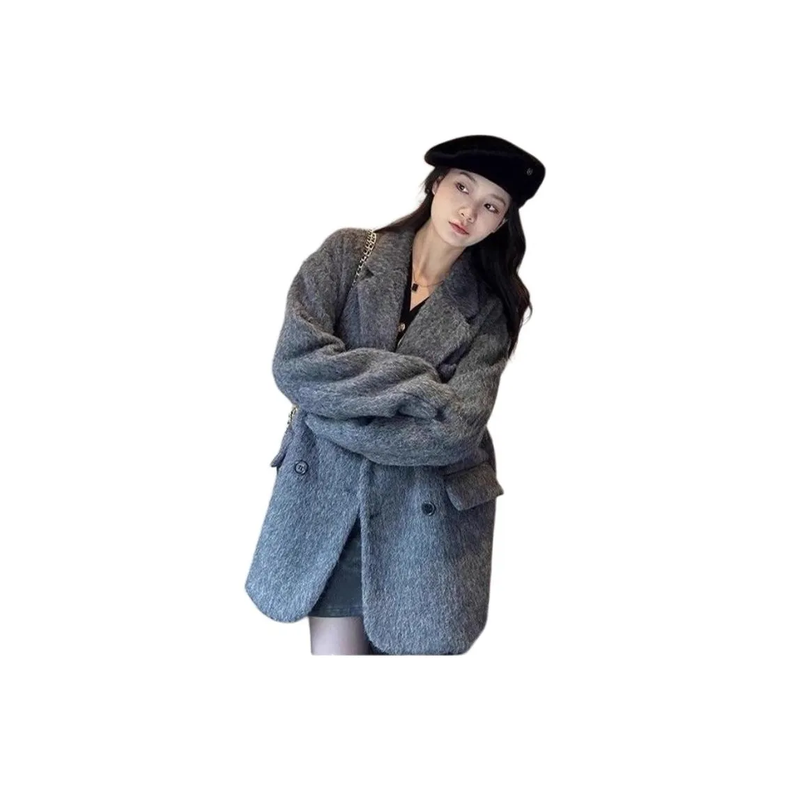 VINMUK Серый # Укороченный #55486 Женское короткое пальто